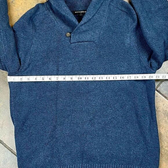 Banana Republic Shawl Collar Blue Sweater Large - Picture 6 of 9